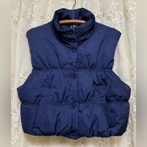 H&M Navy Puffer Vest with High Collar
